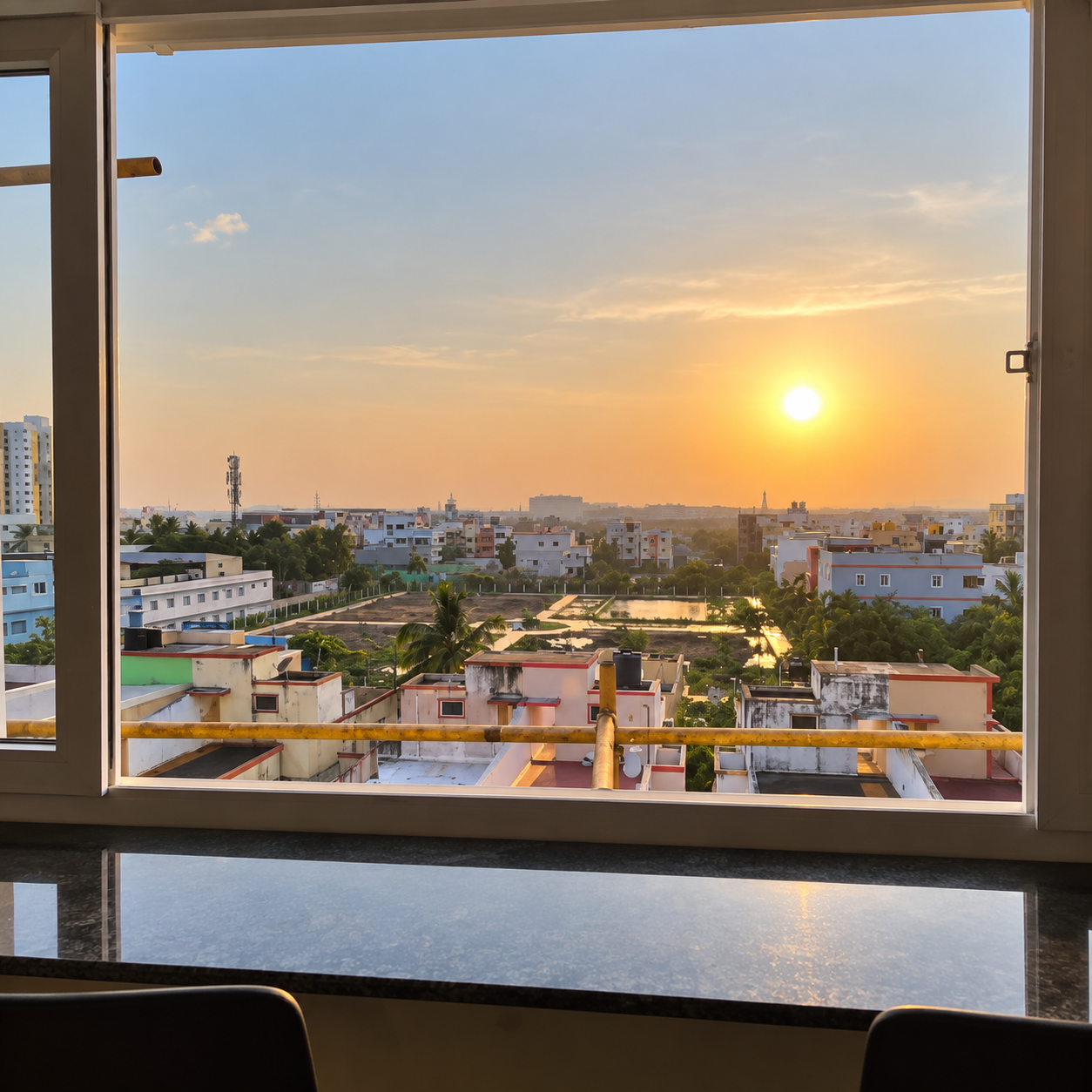 Sunset view from the Oasis Living dining area