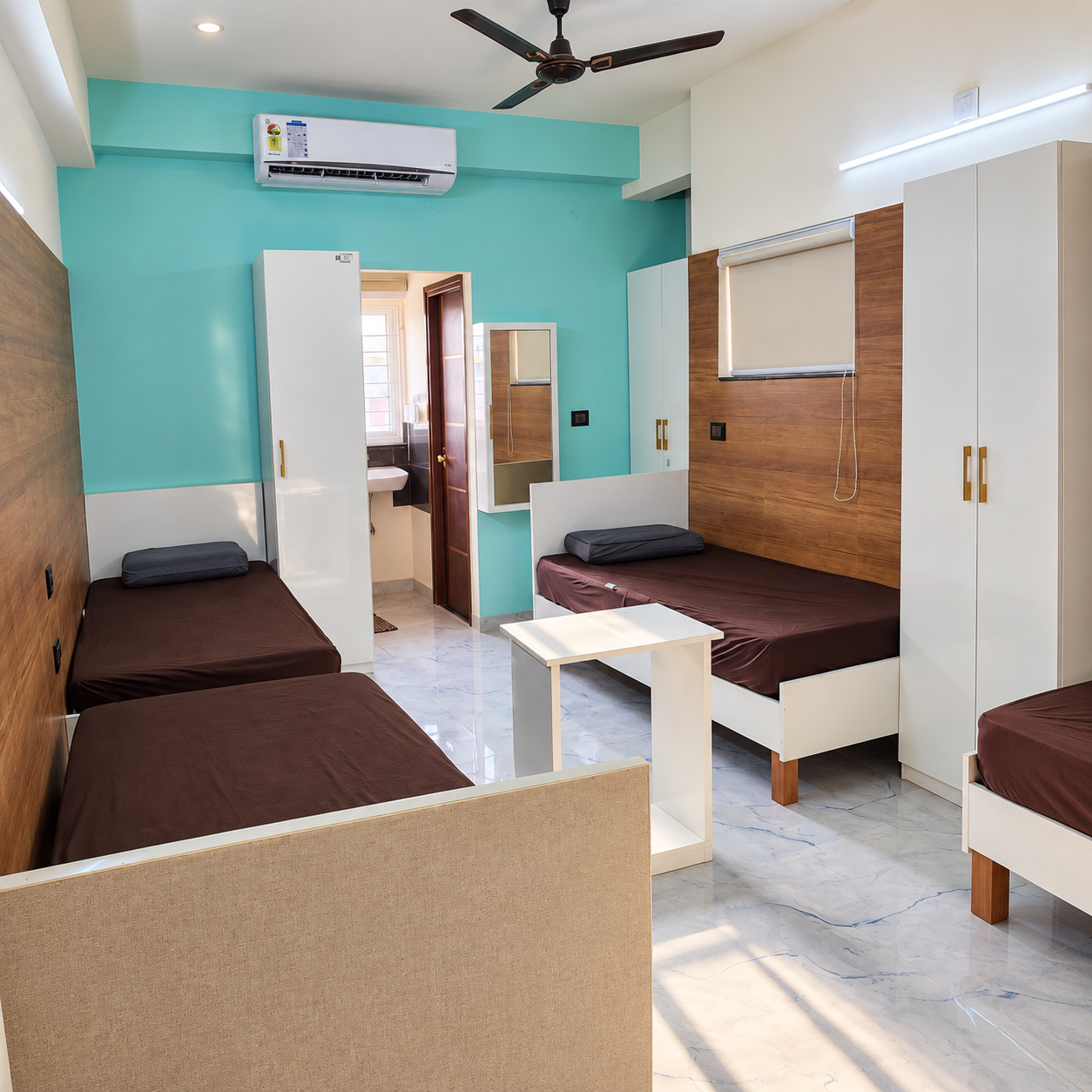 Four sharing room — resident storage
